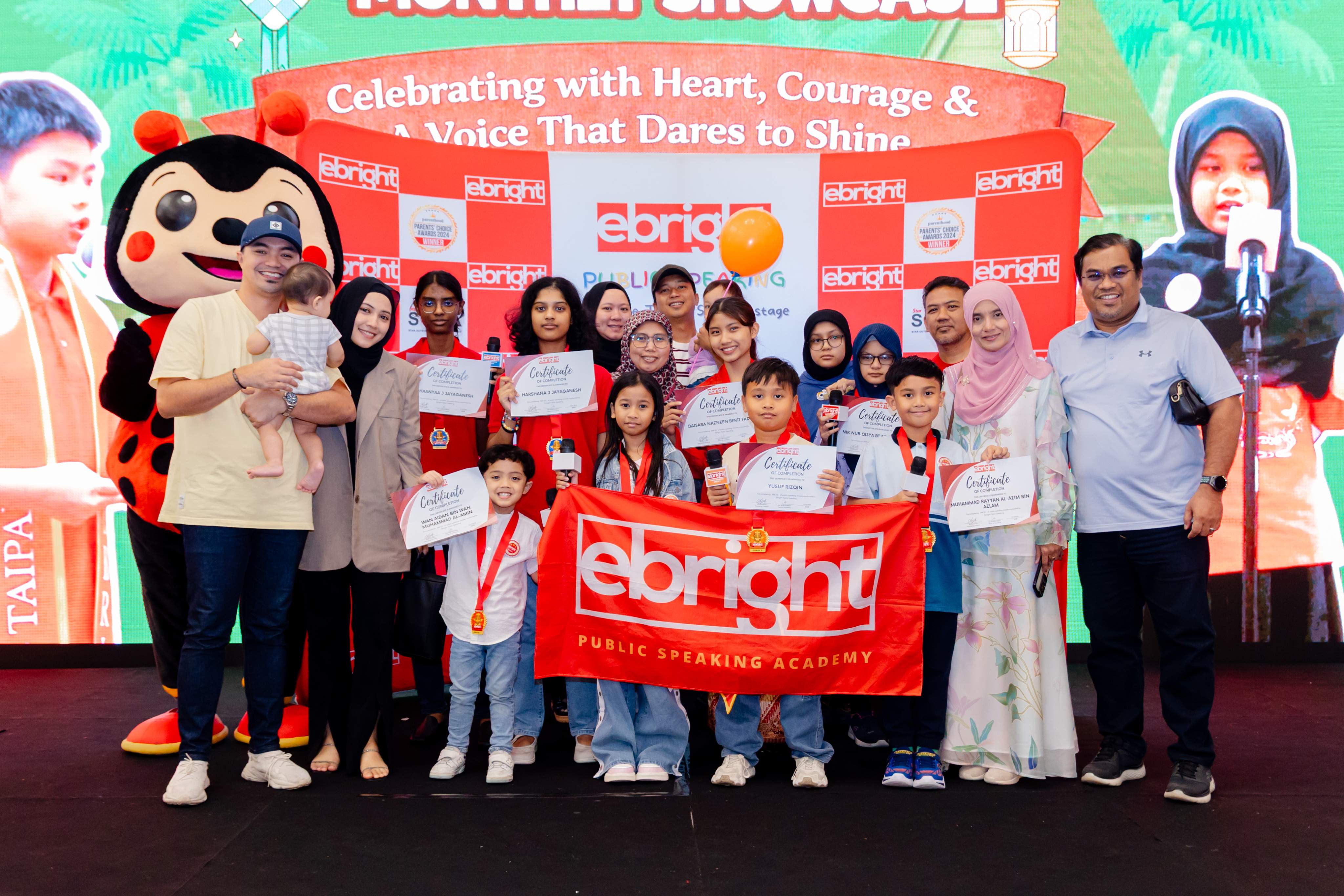 Ebright students celebrating during a live event