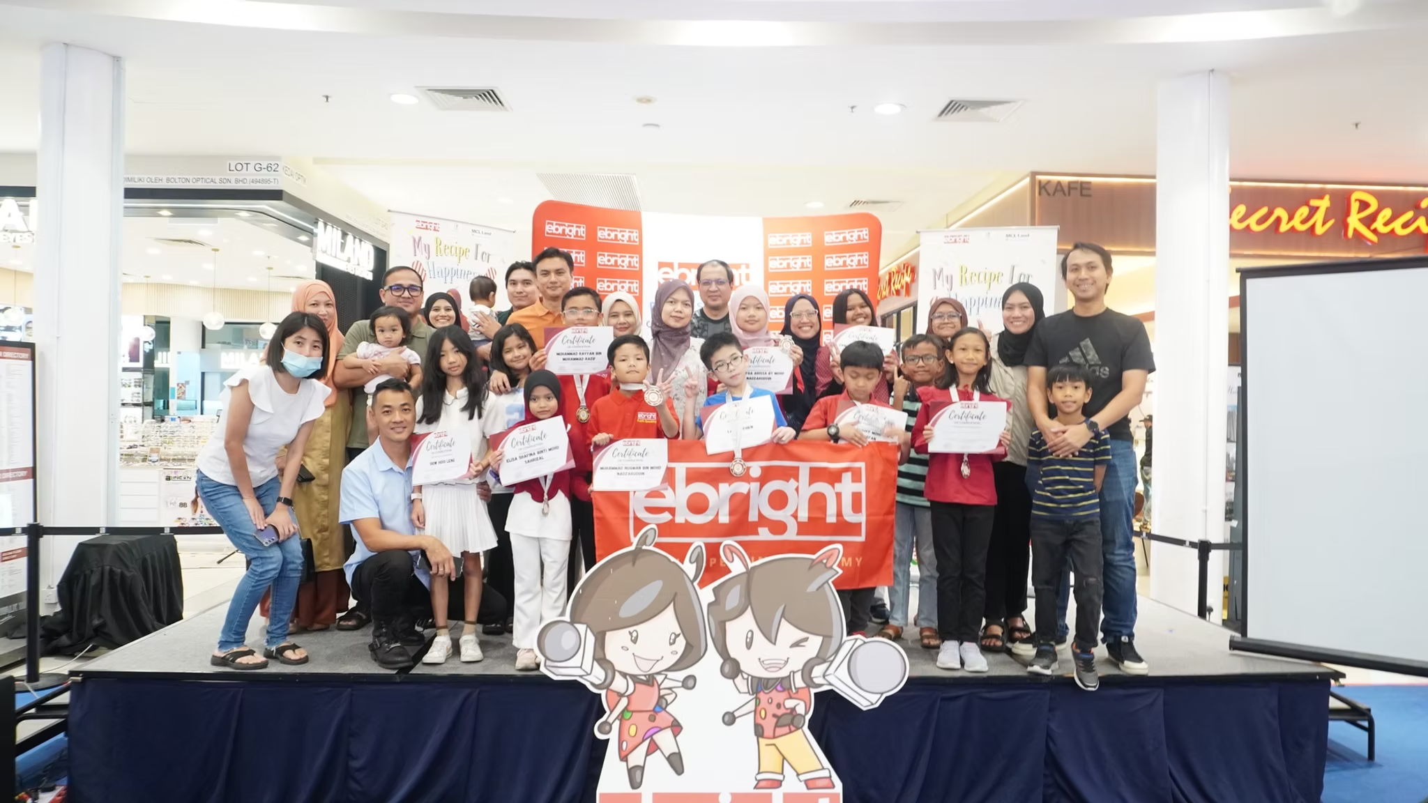 Students posing together at a showcase event